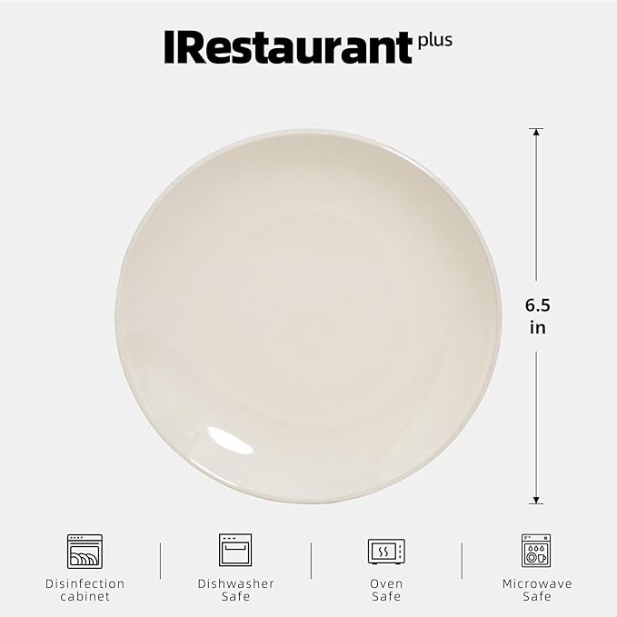Stoneware Coupe Commercial Grade Dinnerware, Ivory(America White) Plate 6.5", Case of 36