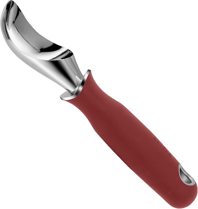 Beneno Heavy Duty Ice Cream Scoop - Upgraded Anti-Fracture Design, Comfortable Grip Long Handle, Effortless Scooping & Dishwasher Safe, Red