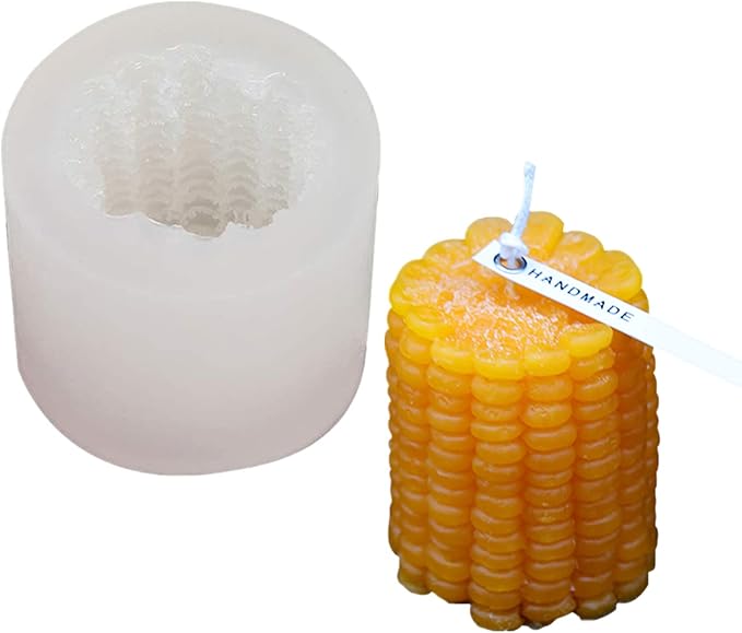 3D Corn Shape Cylinder Silicone Candle Molds Soap Mould Fondant Chocolate Cake Baking Mold for Epoxy Resin,Wax, Polymer Clay