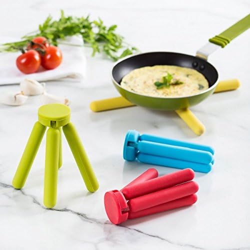 3/Pack Foldable Silicone Trivets, FENGCHEN Folding Trivet, Non-Slip Collapsible Cross Compact Design Expandable Silicone Pot Holder,Red