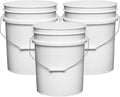 House Naturals 5 Gallon Premium HPDE Plastic Bucket - Made in USA Food Grade Storage Container, BPA Free All Purpose Pail (3, White)