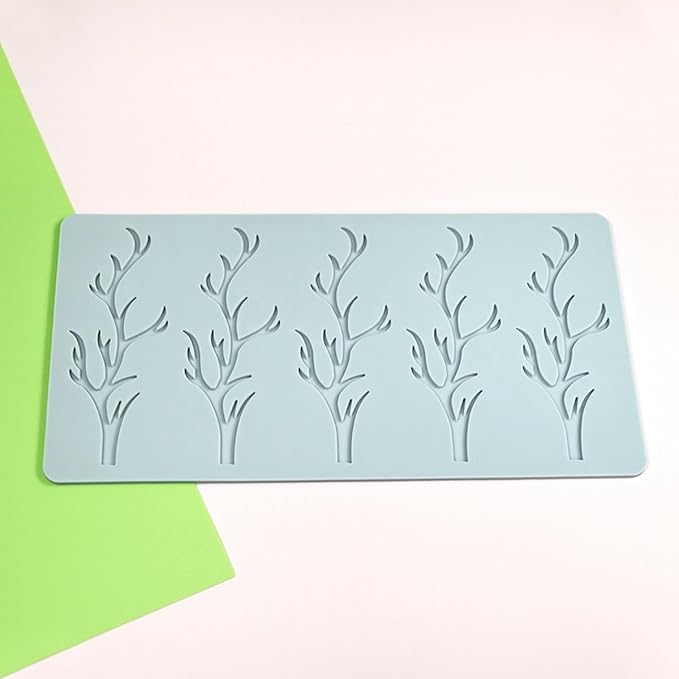 TUKE 3D Branch Silicone Tuile Fondant Molds for Baking, Polymer Clay, Sugar Craft - Hollow Candy Lace Design (9.52x4.92x0.12inch)
