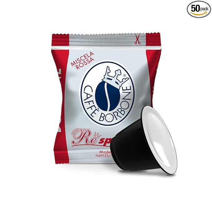 Caffè Borbone Red Blend Nespresso Compatible Espresso Coffee Pods, 50 Count Espresso Pods