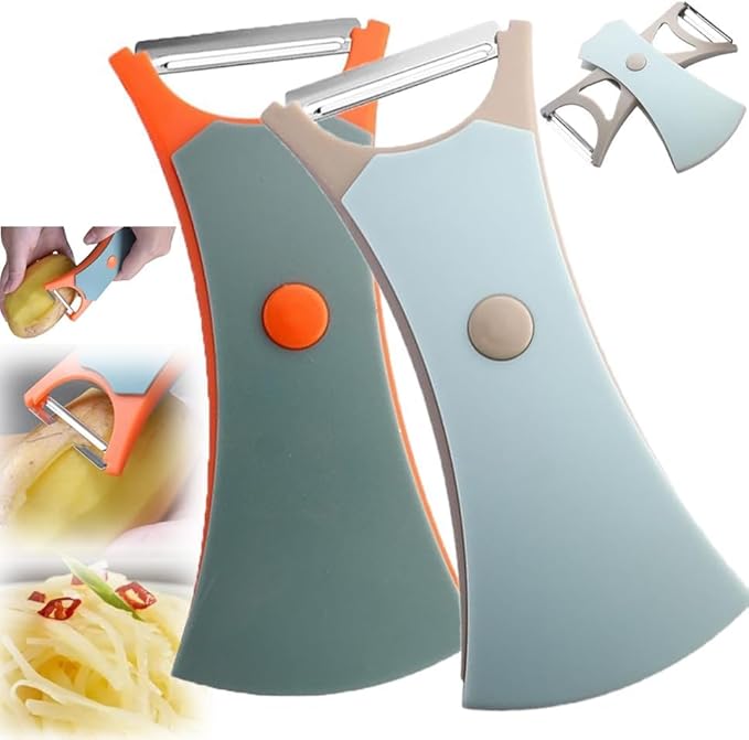 2 In 1 Fruit Peeler,Peeling and shredding Vegetables Potato Vegetable Peeler Carbon Steel Blade,Multi Function Stainless Steel Vegetable Peeler with Straight and Serrated Blades (A+B)