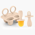 Silicone Baby Ice Pop Molds with Easy-Grip Handles, 4-Cavity Frozen Treat Tray for Toddlers, Mini Popsicle Maker for Teething Relief, Fruit Puree & Breastmilk Snacks (Beige)