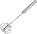 Stainless Steel Semi-Automatic Whisk, Hand Push Rotary Whisk Blender, Versatile Milk Frother for Blending, Whisking, Stirring (12 Inch)