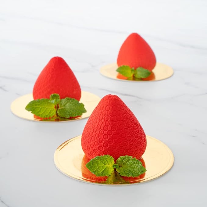 Restaurantware-Pastry Tek 15 Cavities Strawberry Silicone Mold, 1 Oven-Ready Strawberry Mold - Flexible, Freezable, White Silicone Fruit Silicone Mold, Easy Release, For Baking