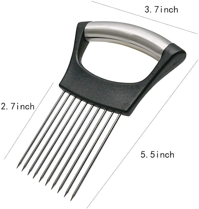 Onion Slice Holder, 2024 New Stainless Steel Holder for Slicing, Chopper Assistant Tool, Cutter for Meat, Onion, Potato, Tomato - Kitchen Gadgets (Pink, 2 Pack)