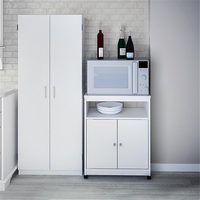 Ameriwood Home Good to Go Landry Microwave Cart, White