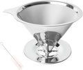 Pour Over Coffee Dripper Stainless Steel Coffee Filter Metal Cone Filter Extra Fine Wire Mesh Reusable Coffee Filter Coffee Maker (Silver, 1-4 Cups)