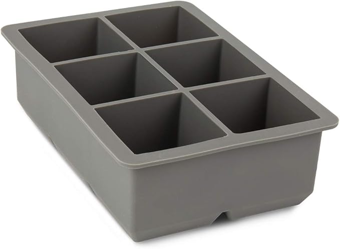Ticent Ice Cube Trays Set of 2-Silicone Sphere Ice Ball Maker with Lid & Large Square Ice Molds for Whiskey, Cocktail & Brandy (Grey)