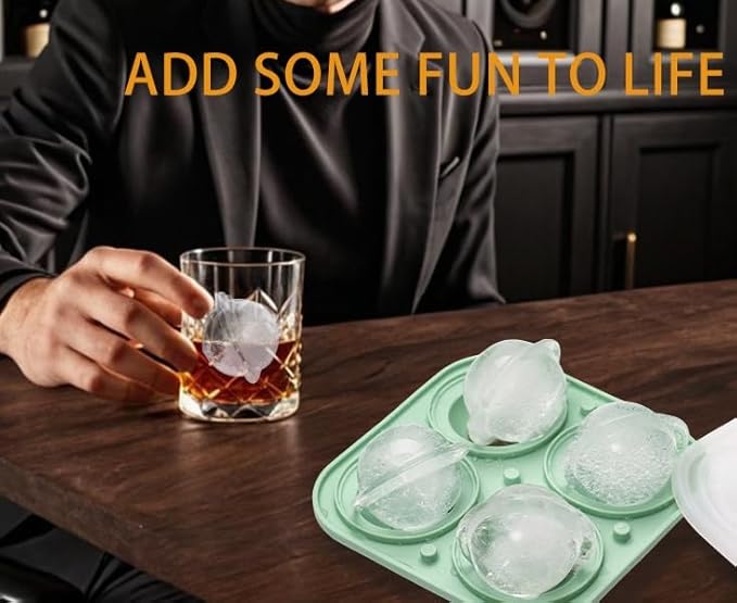 3D Saturn Shaped 4-Cavity Silicone Ice Cube Tray with Funnel and Lid - 2.4 Inch Ice Cube Mold for Whiskey, Cocktails and Bourbon, Space Themed, Planet, Fun Shapes, Cute Novelty Gift