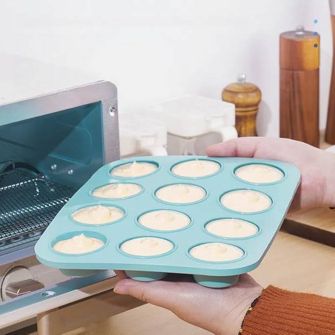 Nonstick Silicone Bakeware Set, 6 set Baking Cake Pan, Economical BPA Free Heat Resistant Bakeware Tools for DIY Loaf Bread Cheesecake Pizza Cupcake Muffin (Blue)