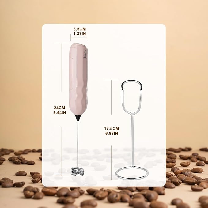 SUPRUS Ultra Fast Handheld Milk Frother Double Whisk with Stand 2 Batteries Stainless Steel for Lattes Cappuccino Matcha Hot Chocolate Coffee Bar Accessories Kitchen Gadgets Gift