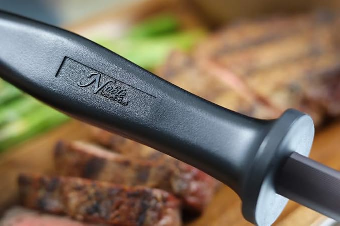 Professional 11.5 Inch Ceramic Honing Rod Has 2 Grit Options, a Firm-Grip Handle, Hanging Ring, and Japanese Ceramic. Noble Home & Chef Sharpening Rods are Perfect for Chefs! (Black, 2000/3000 Grit)