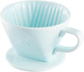 Pour Over Coffee Dripper, Ceramic Pour Over Coffee Maker with 3 Holes Flat Bottom, Easy Manual Slow Brewing, Porcelain Slow Filter Cone for Home, Office, Gift, Size 2, GR