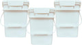 House Naturals 4 Gallon Square Food Grade Bucket Pail with Plastic Handles and Lid (Pack of 3) Made in USA containers (White)