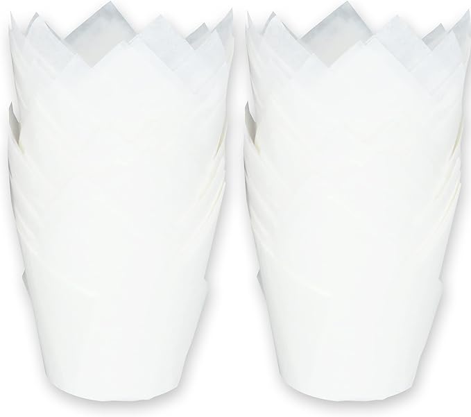 500 pcs Large size White Tulip Baking Cups 2-1/4"(Base diameter) x 4"(Wall height) Greaseproof paper baking cupcake Muffin liners