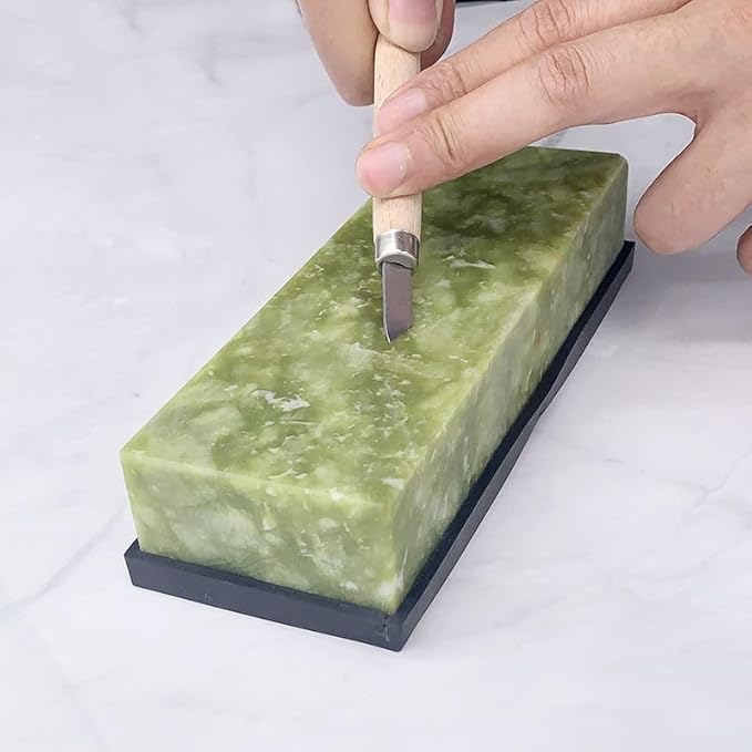 Knife Sharpening Stone Set,10000 Grit Whetstone Final Fine Polishing Natural Green Honing Oilstone for Knives Tools,Cutting Tools