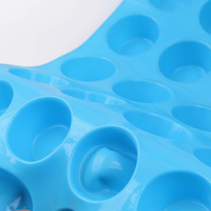 homEdge 24-Cup Silicone Mini Muffin Pan, 3 Packs Non-Stick Muffin Molds for Cupcake, Tarts - Blue