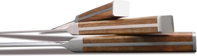 Brass and Walnut 6-piece Knife Block Set, High-Carbon German Stainless Steel Multipurpose Kitchen Cutlery with Midtown Storage Block