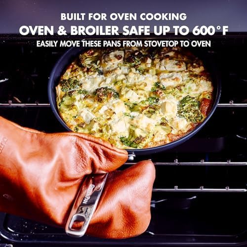 GreenPan Chatham Prime Midnight Hard Anodized Healthy Ceramic Nonstick, 10" and 12" Frying Pan Skillet Set, PFAS-Free, Dishwasher Safe, Oven Safe, Black