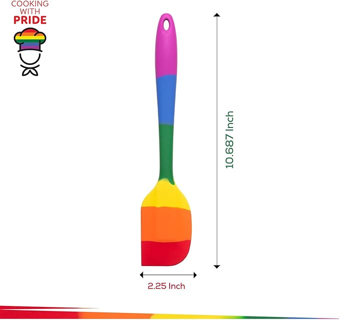 Cooking With Pride Non-Stick Scraper Spatula, Heat-Safe Silicone With Iron Core, 10.75-Inch