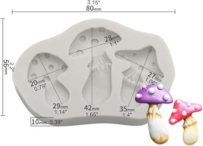 2PCS Mushroom and Snails Silicone Molds for Fondant Chocolate Candy Cake Decoration Baking Pastry Tools Silicone Soap Mold Resin Polymer Clay Mold