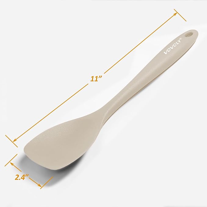 Upgrade Silicone Spatula Spoon Set,VOVOLY Heat Resistant Rubber Spoonula, Seamless Non-Stick Flexible Scrapers for Baking Mixing Tool,3 Pack, Kahki