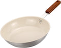 MARSKITOP 10 Inch Frying Pan Nonstick, Stainless Steel Skillet with Ceramic Coating, PFAS Free, Fry Pan with Ergonomic Wooden Handle, Suitable for All Stove
