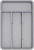 Lifewit Silverware Tray, Cutlery Drawer Organizer Storage for Kitchen, Plastic Flatware Utensil Holder Divider for Spoons Forks Knives Tableware, 4 Compartment, Gray