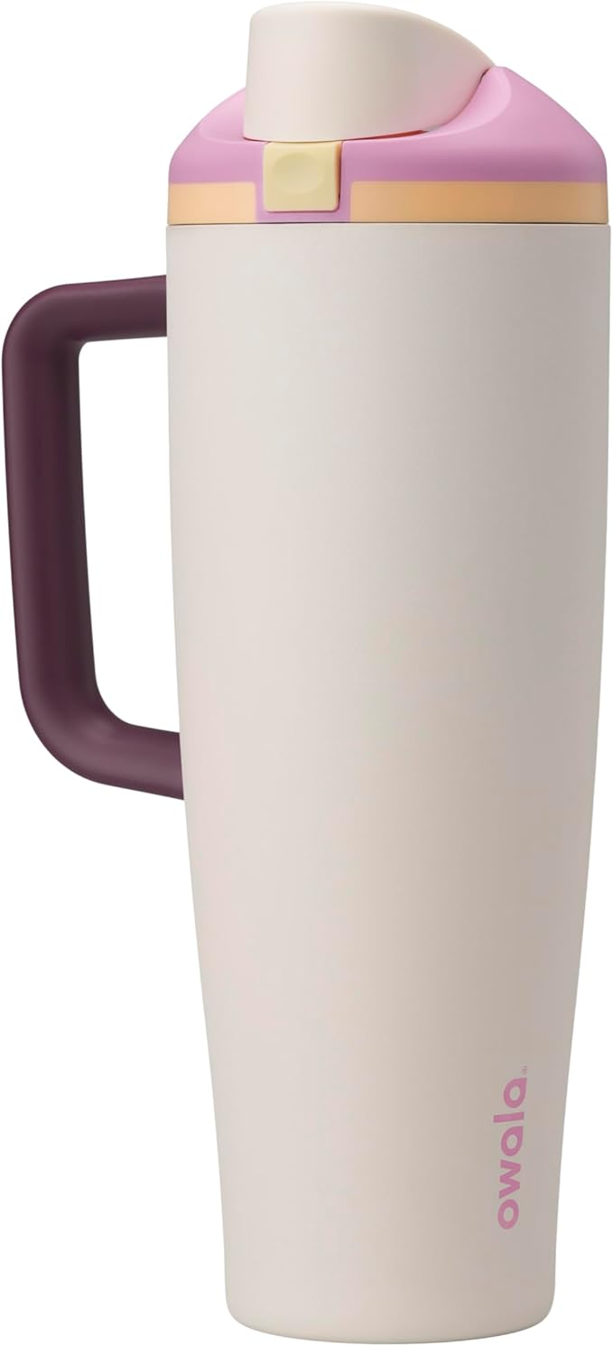 Owala FreeSip Tumbler Insulated Stainless Steel Water Bottle with Built-in Straw and Side Handle, For Travel, Work, School, and Sports, 40oz, BPA Free, Leak Proof, Deaybreak