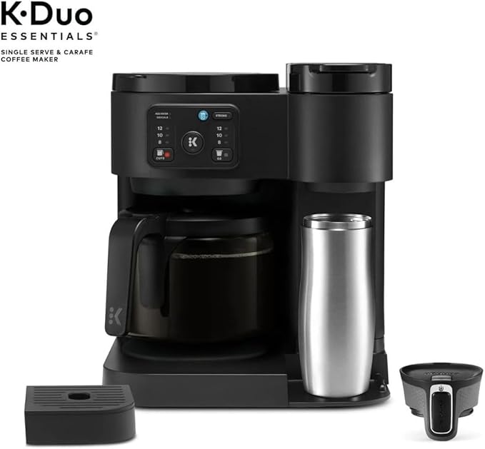 2-in-1 Hot & Iced Coffee Maker for Pods & Grounds – 12-Cup Glass Carafe & Single-Serve Brewer, 72oz Reservoir, Strong Brew, Extra Hot, Brew Over Ice, MultiStream Tech, Compact Design (Black)