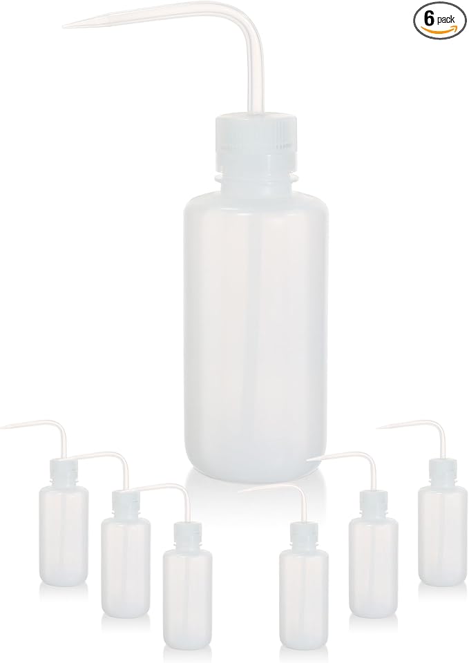 6pcs of Economy Wash Bottles, Vol.500ml (17oz), Narrow-Mouth, Self-Venting Safety Wash Bottles, LDPE Material,IN-WBN500