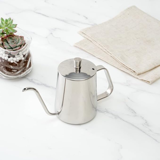 Restaurantware Restpresso 12 Ounce Gooseneck Kettle, 1 Dishwashable Pour Over Kettle - With Thermometer Hole, Non-Stick Coating, Stainless Steel Stovetop Kettle, Built-In Handle, - Restaurantware