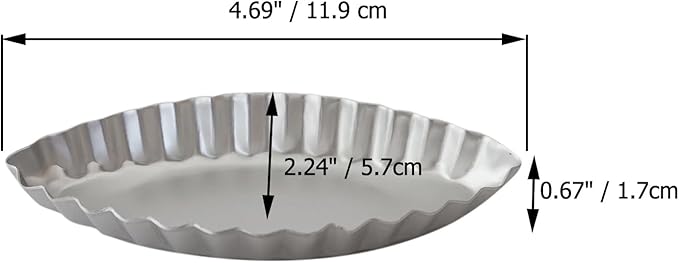 10PCS Egg Tart Pan Boat Shape, Aluminum Small Fluted Oval Tart Mold, Boat Molder for Baking Wavy Tartlet, Fruit Tats, Quiches - Silver