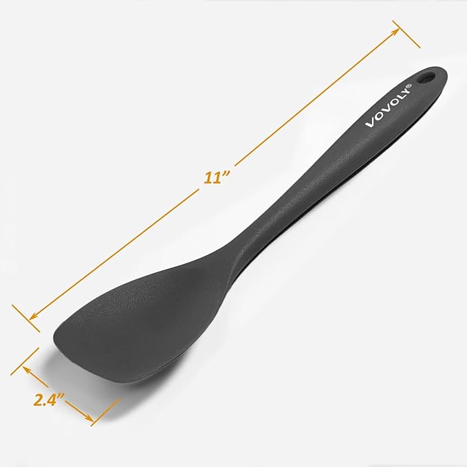 Upgrade Silicone Spatula Spoon Set,VOVOLY Heat Resistant Rubber Spoonula, Seamless Non-Stick Flexible Scrapers for Baking Mixing Tool,3 Pack, Black