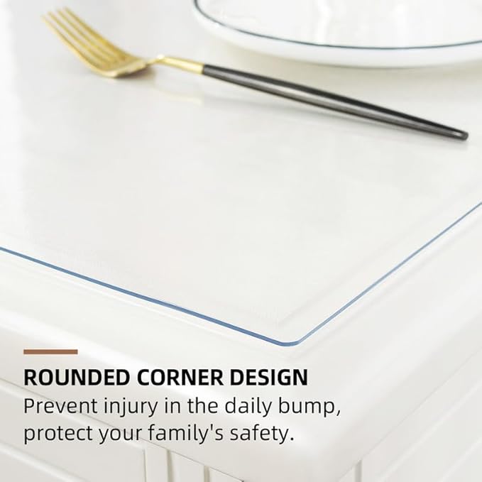 Warmstar Clear Table Cover Protector 36 x 96 Inch,1.5mm Thick Plastic Table Cover Rectangle,PVC Clear Table Protector,Desk Protector Mat for Kitchen, Dresser, Writing Desk，Dining Room Table