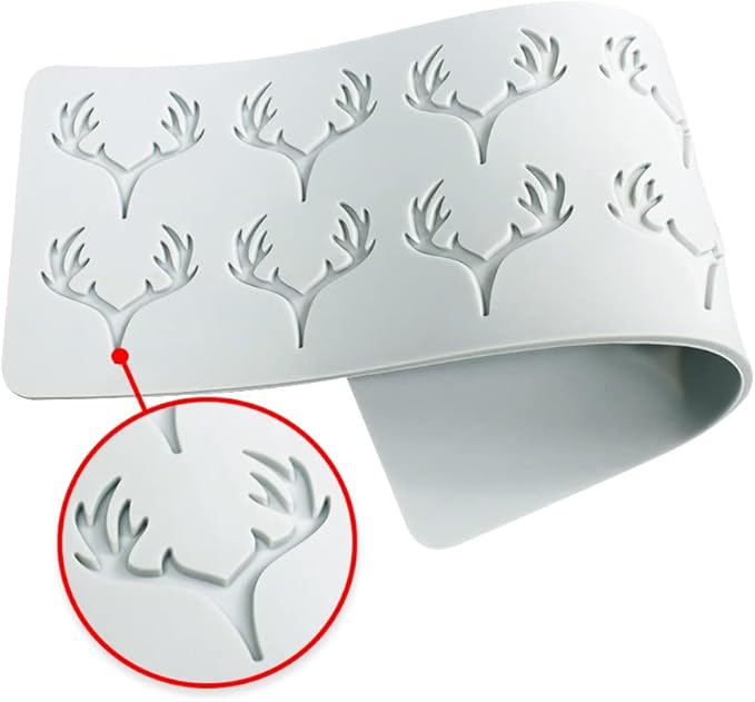 Hollow Leaf Silicone Mold Chocolate Candy 3D Hollow Leaf Candy Mold Food Cooking Meals Decorations Fondant Mold Polymer Clay Molds (Deer Horn K_10.32x3.12x0.12inch)