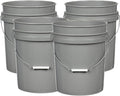House Naturals 5 Gallon Premium HPDE Plastic Bucket - Made in USA Food Grade Storage Container, BPA Free All Purpose Pail (4, Gray)