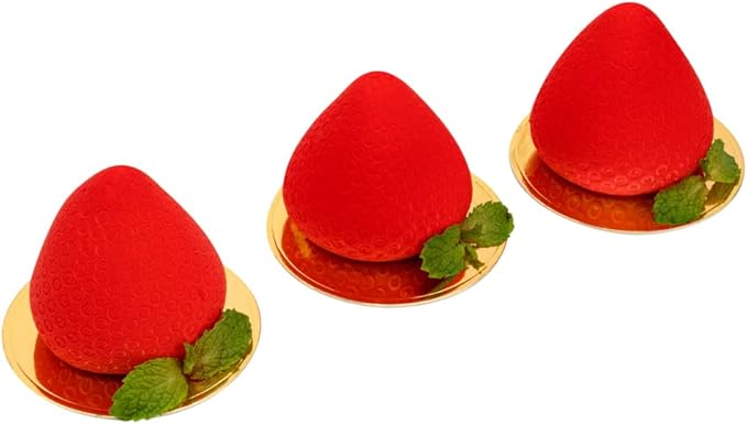 Restaurantware-Pastry Tek 8 Cavities Strawberry Silicone Molds, 10 Oven-Ready Strawberry Molds - Flexible, Freezable, White Silicone Fruit Silicone Molds, Easy Release, For Baking