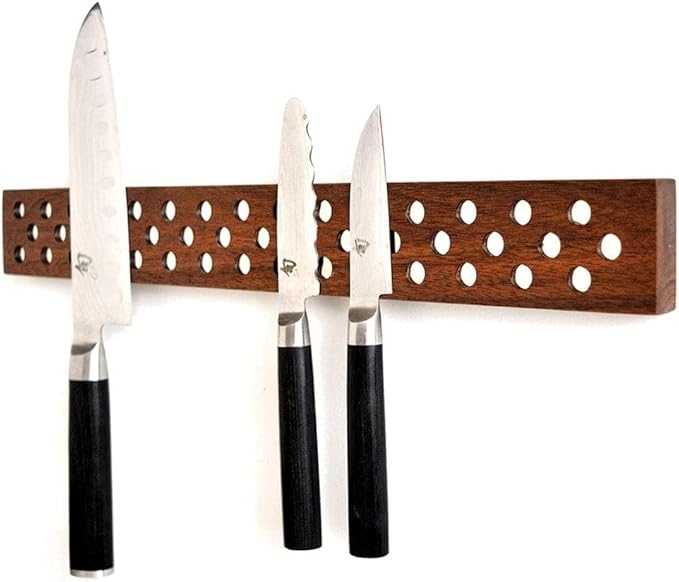 Magnetic Wooden Knife Bar Holder: 12 INCH WALNUT, Danish Design Inspired
