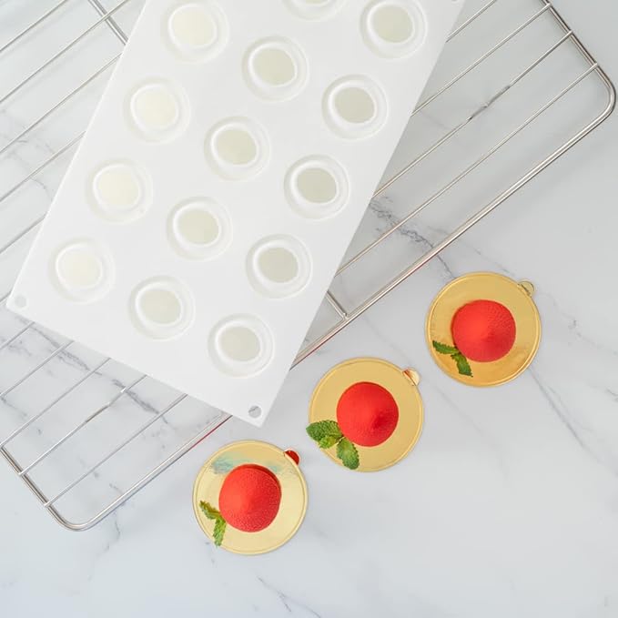 Restaurantware-Pastry Tek 15 Cavities Strawberry Silicone Mold, 1 Oven-Ready Strawberry Mold - Flexible, Freezable, White Silicone Fruit Silicone Mold, Easy Release, For Baking