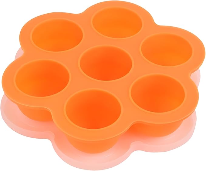 GOKCEN's Silicone Egg Bite Molds [4 Pack] Instant Pot Accessories - Fit Instant Pot 5,6,8 qt Pressure Cooker - Food Freezer Tray with Lid - Reusable Storage Container (4Pcs/Blue-Orange-Pink-Green)