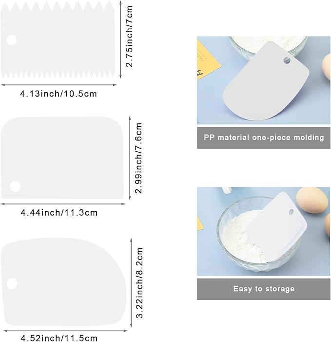 Icing Spatula, Cake Spatula, Frosting Spatula Set - 6", 8", 10" Stainless Steel Offset Spatulas with Non-Slip Handle & 3 Cake Scrapers, Angled Baking Decorating Tools