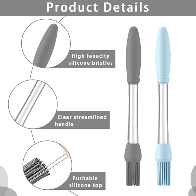 4 Pack Silicone Basting Brush for Cooking, Heat Resistant Pastry Brushes with Oil Reservoir Handle, Food-Grade BBQ Brush for Grilling, Baking, Barbecue, Sauce, Butter, Meat, Kitchen and Outdoor