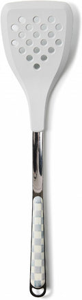 MACKENZIE-CHILDS Slotted Kitchen Spatula, Silicone Spatula for Cooking, Gray-and-White Sterling Check