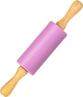 Mini Silicone Rolling Pin for Kids, Non-stick Surface Wood Handle, 9 Inch 1 Pack Purple