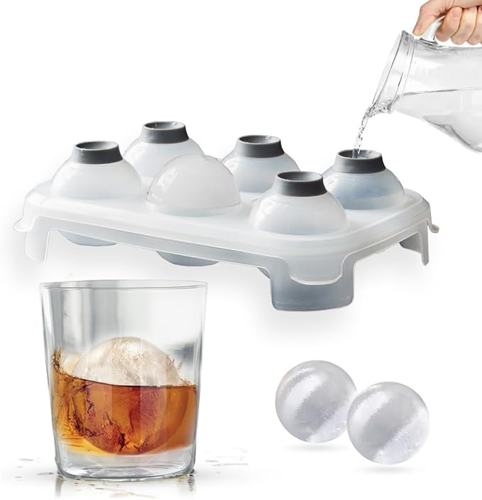 SVERES Large Round Ice Cube Mold | Leak-Free Whiskey Ice Cubes Mold | Top Fill Silicone Round Ice Cube Molds & Easy Release Ice Ball Maker | BPA-Free Big Ice Cube Molds Makes 2.5in Sphere Ice ball