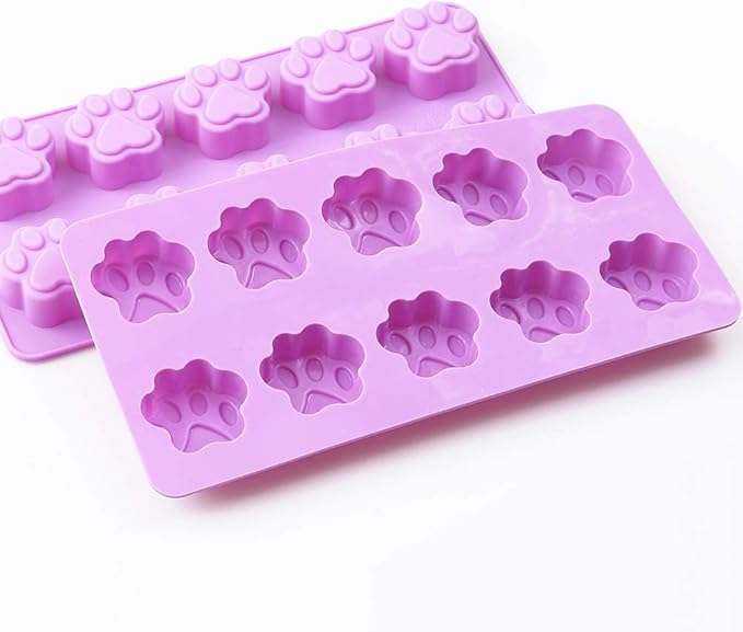 Dog Paw Shaped Silicone Molds, 10 Cavity, Food Grade, for Chocolate, Candy, Cake, Pudding, Jelly. 4 Pcs
